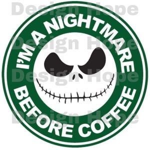 Nightmare before coffee decal 4”